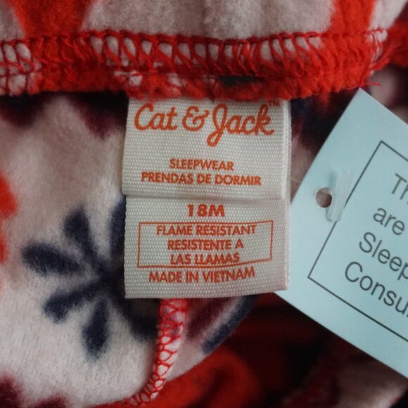 Cat & Jack 2 Piece Pajamas Navy Top with Polar Bear Fleece Bottoms Boy’s 18 Mont - Picture 6 of 6